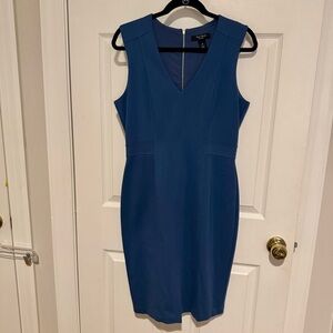White House Black Market Seamed Sheath Dress in Admiral Blue, size 10P
